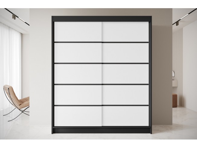 Szafa przesuwna Nero 4 czarny/biały 180 cm