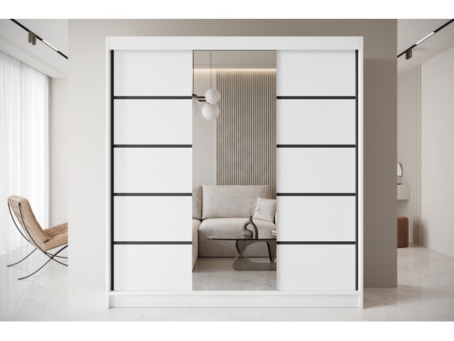 Szafa przesuwna Nero 6 biała z lustrem 200 cm