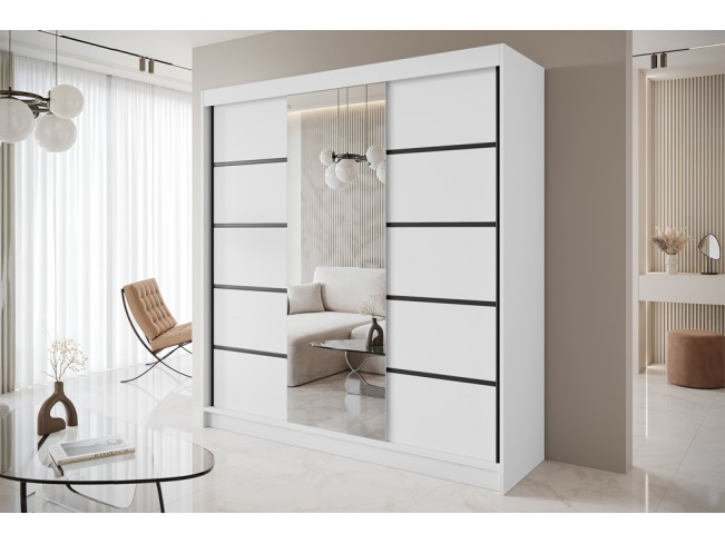 Szafa przesuwna Nero 6 biała z lustrem 200 cm