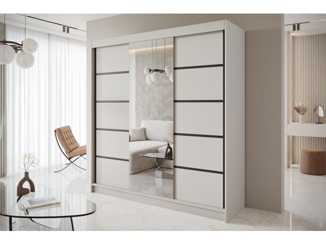 Szafa przesuwna Nero 6 kaszmir z lustrem 200 cm