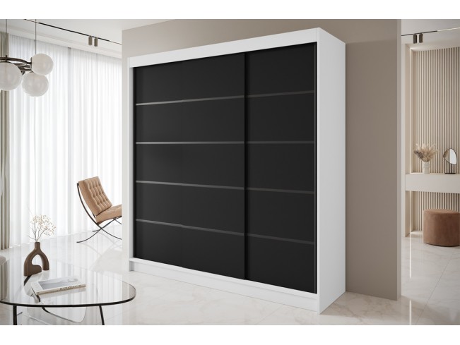 Szafa przesuwna Nero 7 biały/czarny 200 cm