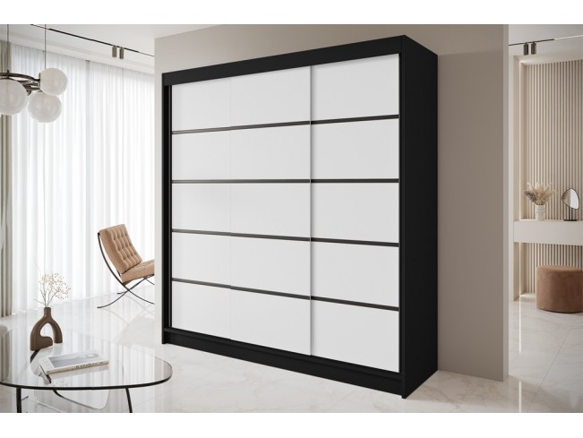 Szafa przesuwna Nero 7 czarny/biały 200 cm