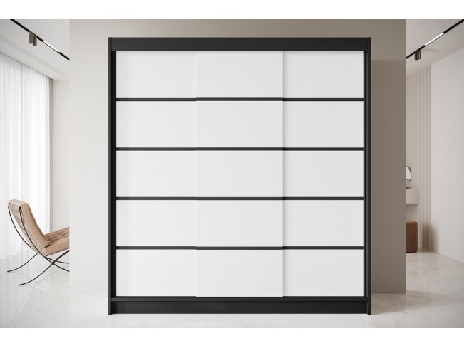 Szafa przesuwna Nero 7 czarny/biały 200 cm