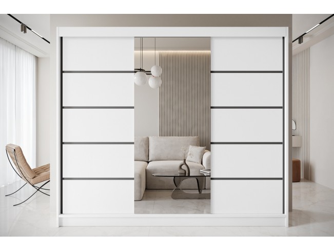 Szafa przesuwna Nero 6 biała z lustrem 250 cm