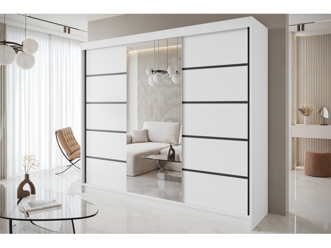 Szafa przesuwna Nero 6 biała z lustrem 250 cm