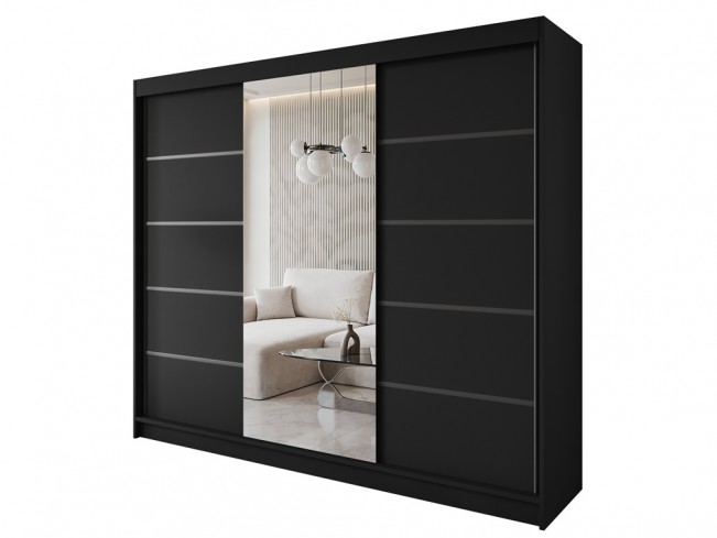 Szafa przesuwna Nero 6 czarna 250 cm - widok ogólny