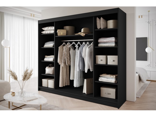 Szafa przesuwna Nero 6 czarna z lustrem 250 cm