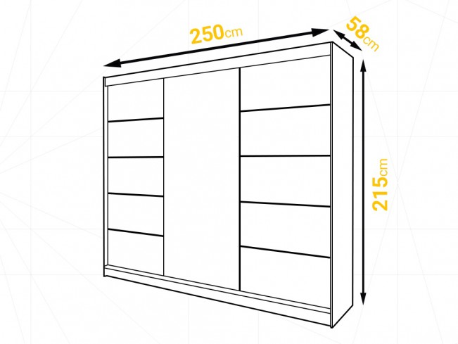 Szafa przesuwna Nero 6 kaszmir z lustrem 250 cm