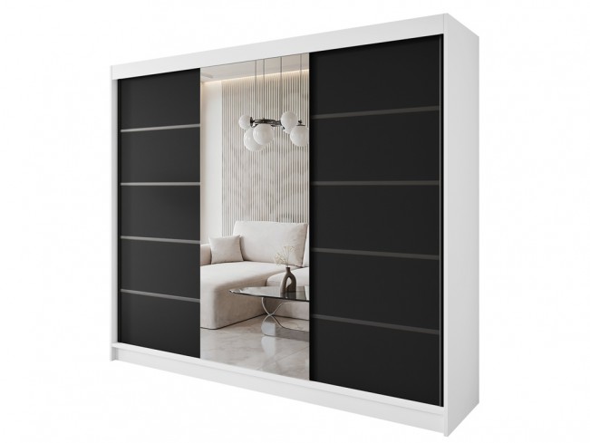 Szafa Nero 6 biały/czarny 250 cm - widok ogólny