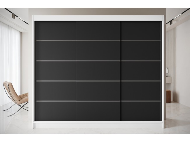 Szafa przesuwna Nero 7 biały/czarny 250 cm