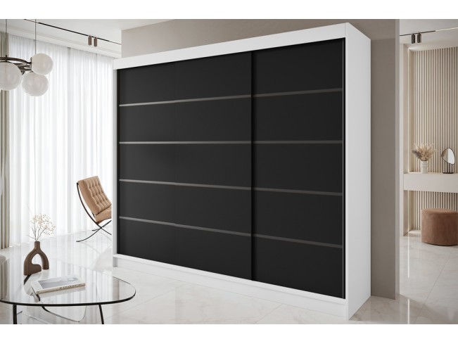 Szafa przesuwna Nero 7 biały/czarny 250 cm