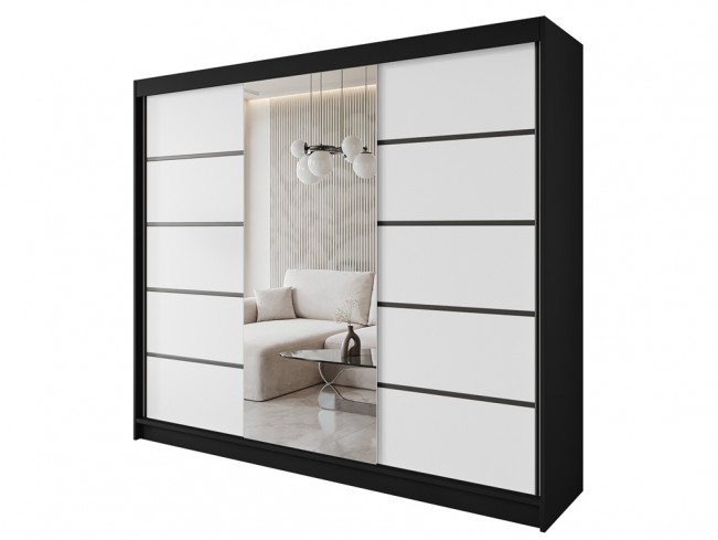 Szafa Nero 6 czarny/biały 250 cm - widok ogólny