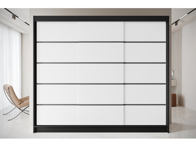 Szafa przesuwna Nero 7 czarny/biały 250 cm