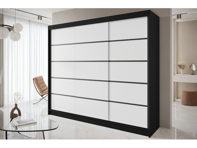 Szafa przesuwna Nero 7 czarny/biały 250 cm