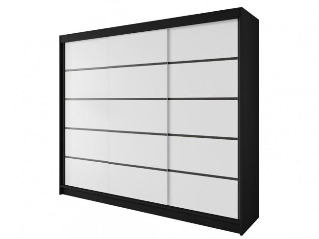 Szafa Nero 7 czarny/biały 250 cm - widok ogólny