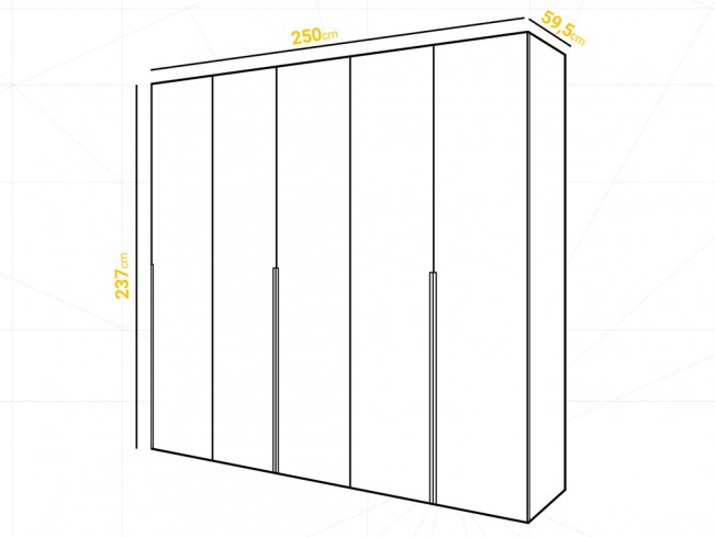 Szafa modułowa Alba 250 5D biała uchwyt złoty