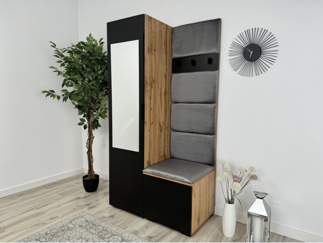 Szafa garderoba Lomi 1 czarny/dąb wotan
