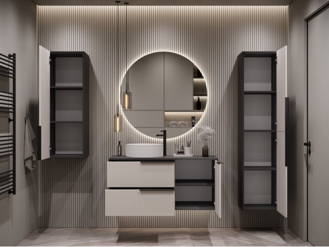 Łazienka Kler 100 3 antracyt/kaszmir zestaw mebli wiszących