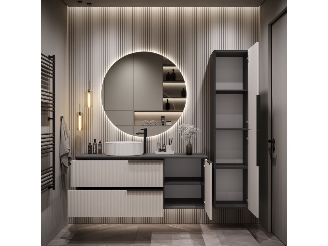 Łazienka Kler 120 2 antracyt/kaszmir zestaw mebli wiszących