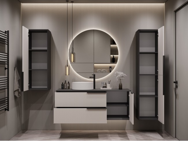 Łazienka Kler 120 3 antracyt/kaszmir zestaw mebli wiszących