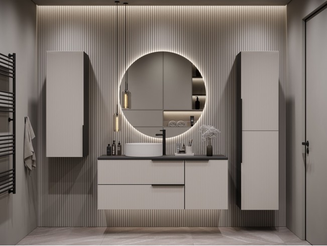 Łazienka Kler 120 3 antracyt/kaszmir zestaw mebli wiszących