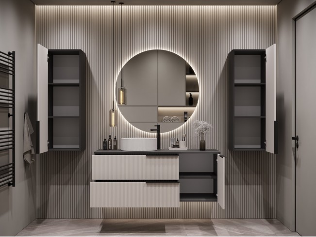 Łazienka Kler 120 4 antracyt/kaszmir zestaw mebli wiszących