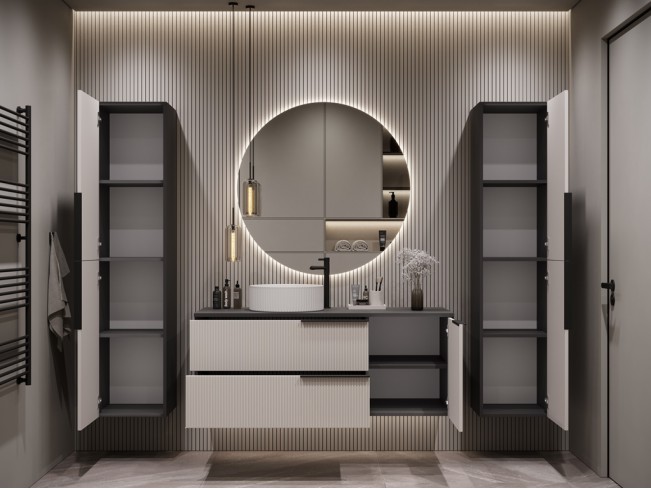 Łazienka Kler 120 5 antracyt/kaszmir zestaw mebli wiszących