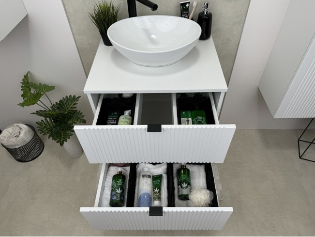 Łazienka Daki 60 1 biała perła zestaw mebli wiszących