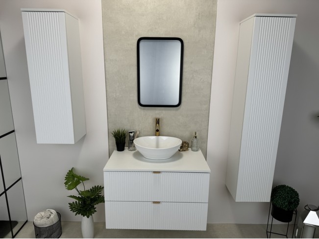 Łazienka Daki 80 2 biała perła/złoty zestaw mebli wiszących