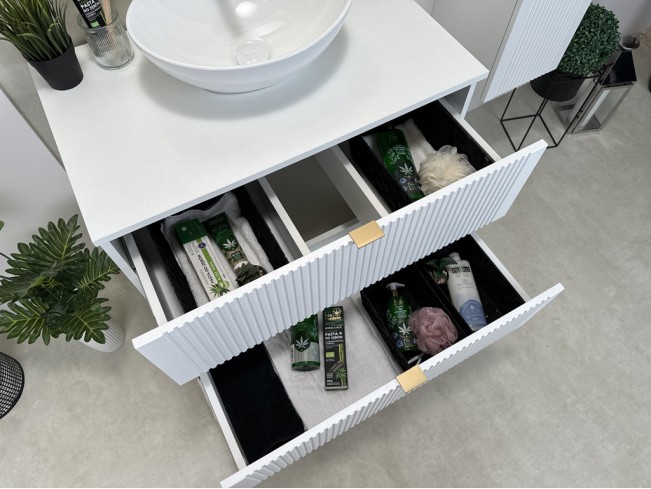 Łazienka Daki 80 4 biała perła/złoty zestaw mebli wiszących