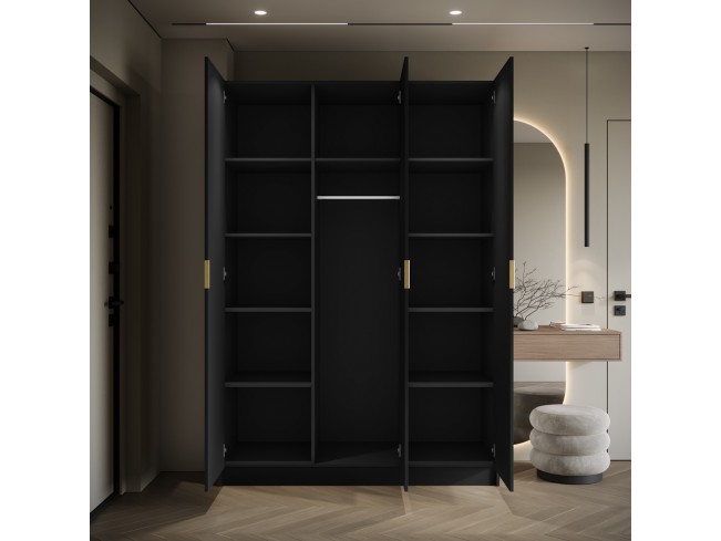 Szafa uchylna Kami czarna uchwyt złoty 150 cm