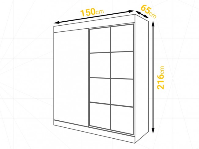 Szafa przesuwna Solo 2 biały mat 150 cm
