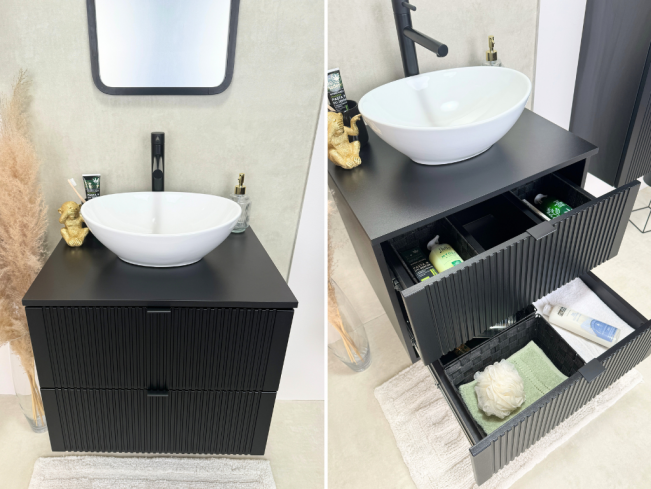 Szafka łazienkowa Daki czarna/złoty wisząca 80 cm