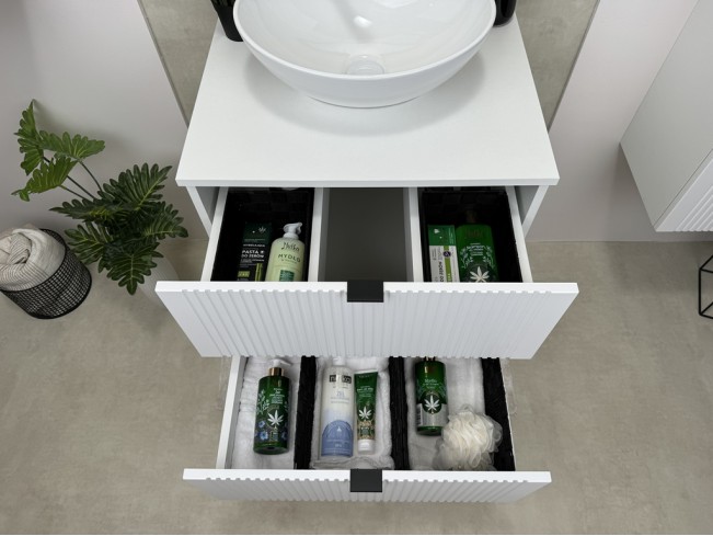 Szafka łazienkowa Daki biała perła/złoty wisząca 60 cm