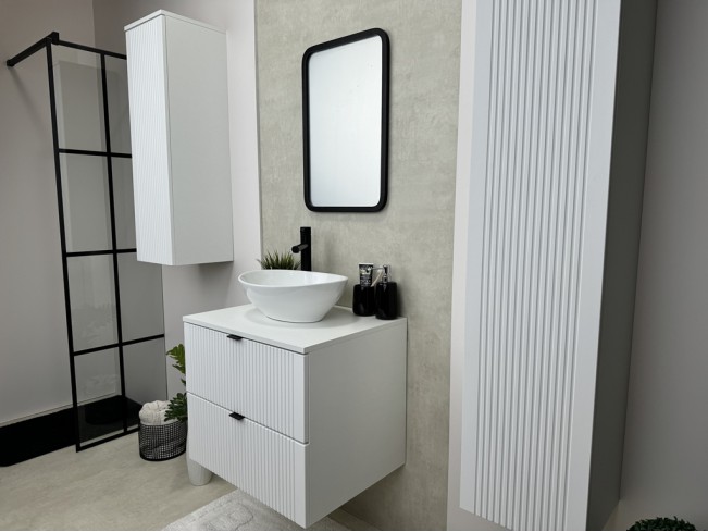 Łazienka Daki 60 5 biała perła/złoty zestaw mebli wiszących