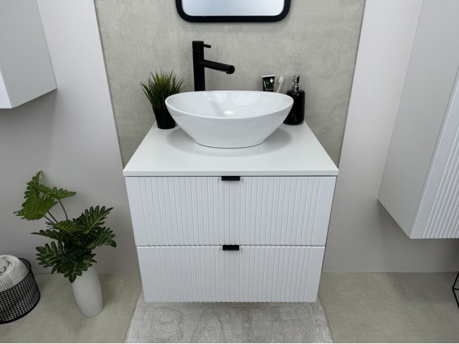 Łazienka Daki 60 5 biała perła/złoty zestaw mebli wiszących