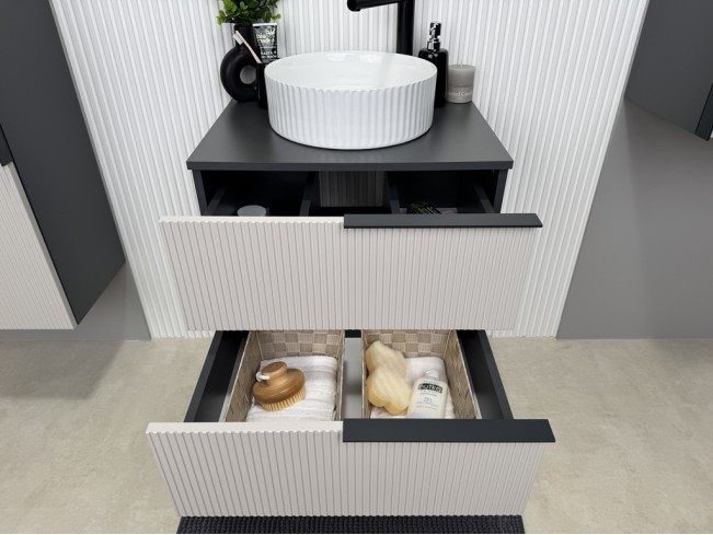 Łazienka Kler 60 3 antracyt/kaszmir zestaw mebli wiszących