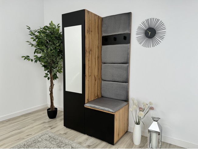 Szafa garderoba Lomi 2 czarny/dąb wotan