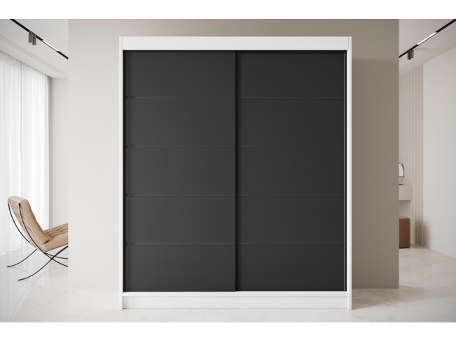 Szafa przesuwna Nero 4 biały/czarny 180 cm