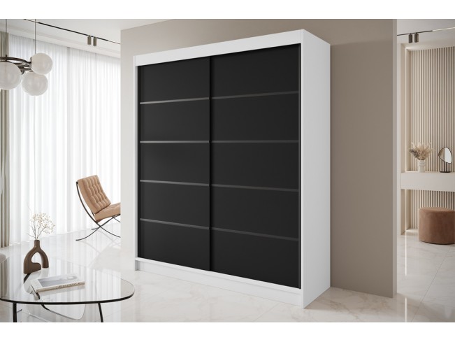 Szafa przesuwna Nero 4 biały/czarny 180 cm