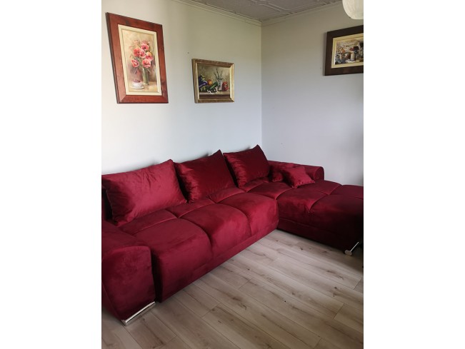 Narożnik Bego L bez funkcji spania welur Monolith 59 czerwony