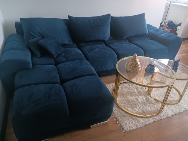 Narożnik Bego U bez funkcji spania welur Monolith 77 granatowy