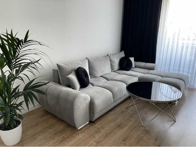 Narożnik Bego L z funkcją spania welur Monolith 84 jasny szary