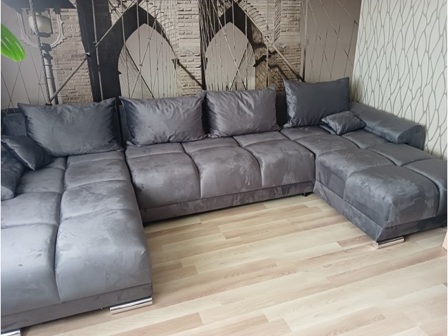 Narożnik Bego U bez funkcji spania welur Monolith 85 szary