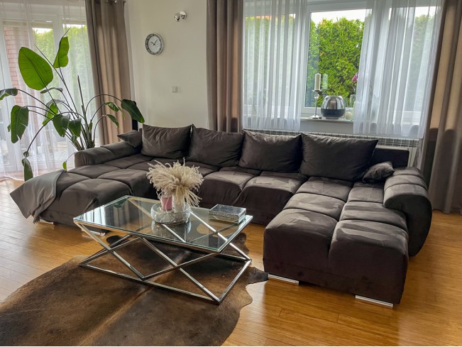 Narożnik Bego L z funkcją spania welur Monolith 29 ciemny brąz