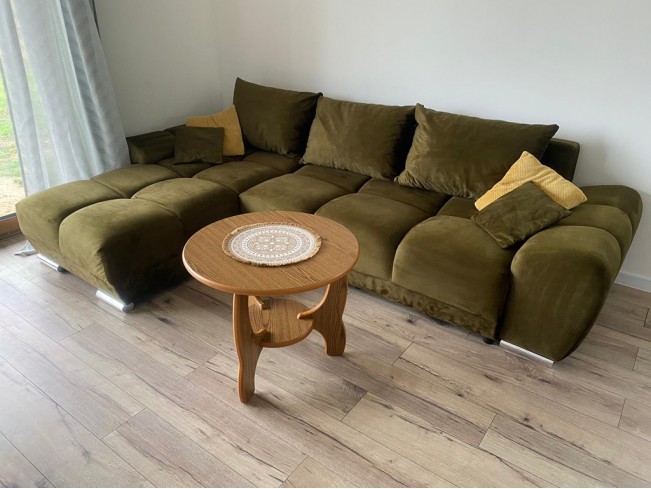 Narożnik Bego U z funkcją spania welur Monolith 38 oliwkowy