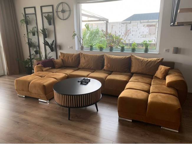 Narożnik Bego L bez funkcji spania welur Monolith 48 miodowy