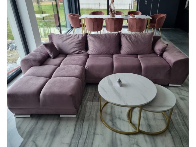 Narożnik Bego U z funkcją spania welur Monolith 62 wrzosowy