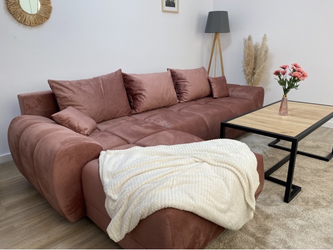 Narożnik Bego L bez funkcji spania welur Monolith 63 brudny róż