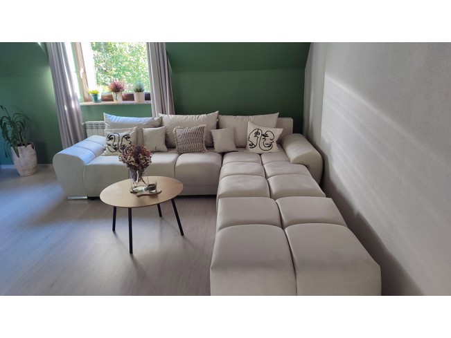 Narożnik Bego U z funkcją spania welur Monolith 02 ecru